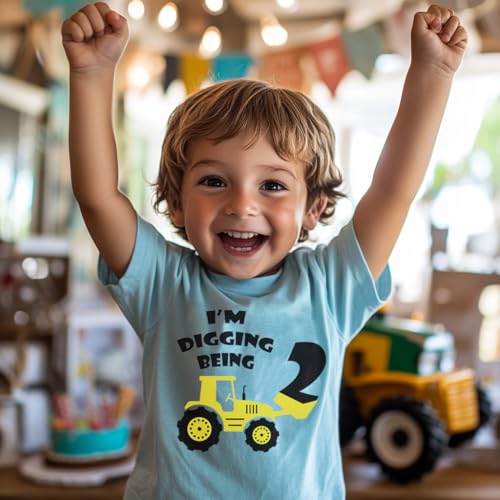 2-5 Years Birthday Boy Shirt Toddler Boys Party T-Shirts Tractor B-Day Cotton Short Sleeve Tee2
