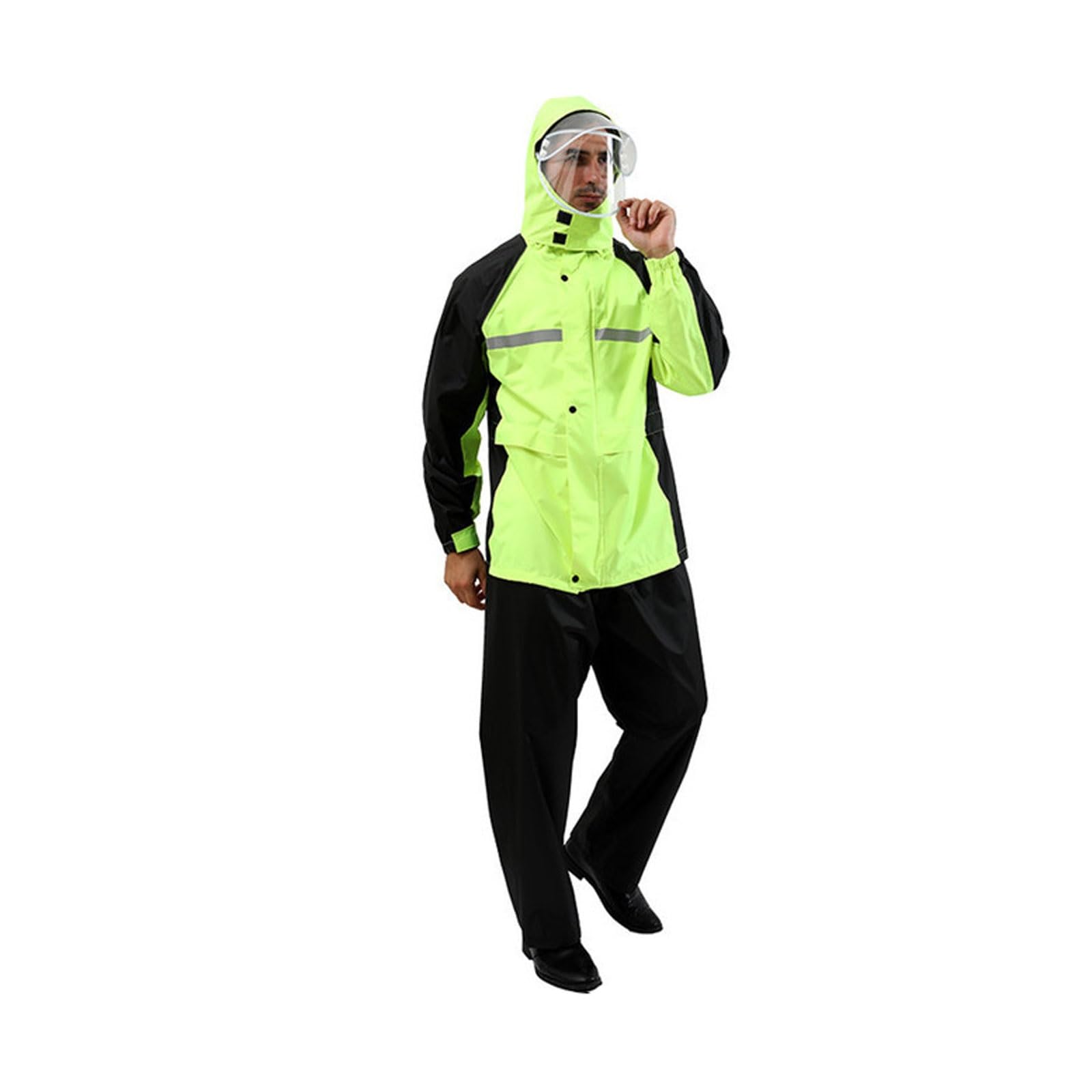 Conjunto de chaqueta y pantalón reflectante de doble capa, traje impermeable de seguridad grueso for adultos al aire libre, impermeable de moda. chaleco reflectante