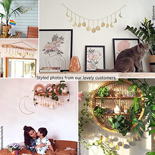 Moon Phase Wall Hanging, Handmade Hammered Gold Metal 13 Moons 36" Garland, Phases Of The Moon, Celestial Lunar Art, Bohemian Aesthetic Christmas Boho Decor For Bedroom Home Dorm Living Room Girl Gift #TOP6