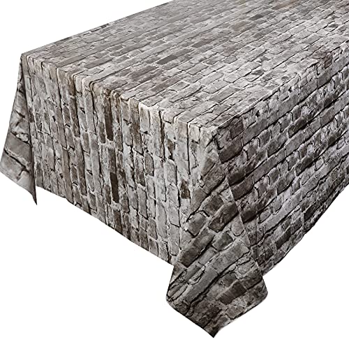 PHOGARY 2 PCS Brick Tablecloth, Party Wall Backdrop, Stone Print Table Covers Disposable Plastic Rectangular Table Covers, Photo Brick Decal Wallpaper for Winter/Christmas Party