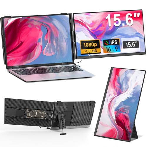 Cevaton Laptop Screen Extender - 15.6' FHD 1080P Portable Monitor for Laptop, Detachable & Plug and Play Dual Monitor Extender for 13'-17.3' Laptops, Compatible with Wins/Mac/Android/Chrome