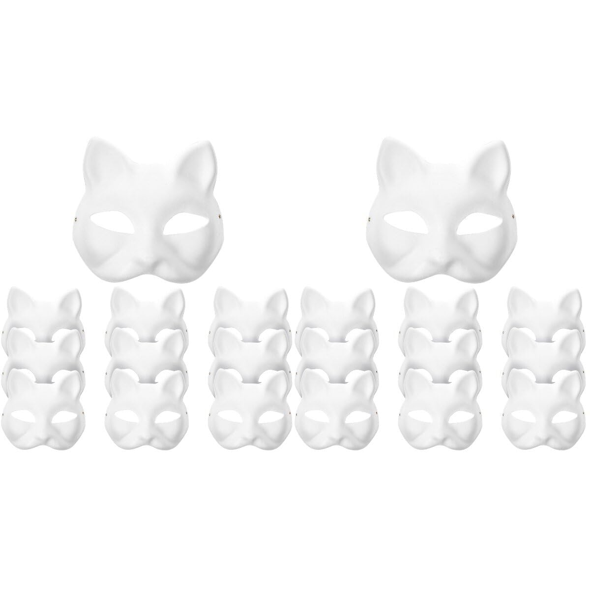 STOBOK 20pcs White Cat Masks Blank DIY Halloween Mask Hand Painted Half Face Mask White Paper Blank Hand Painted Face Mask for Dance Party