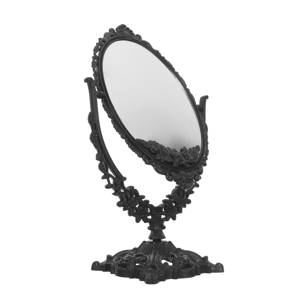 Espejo de maquillaje de doble cara de mesa con diseño vintage europeo giratorio