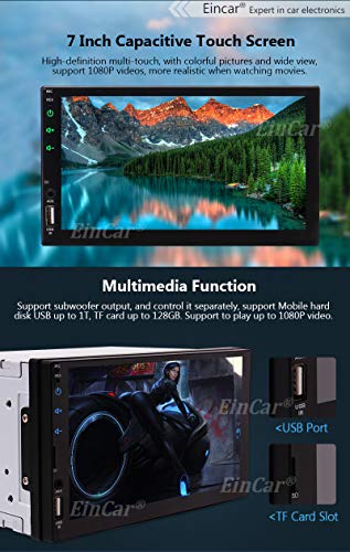 Eincar Android 10 Head Unit Double 2 Din Car Radio Quad Core 7" HD Capacitive Touch Screen GPS Navigation Stereo System Support Bluetooth 1080P Mirrorlink Reverse Camera WiFi 4G USB TF