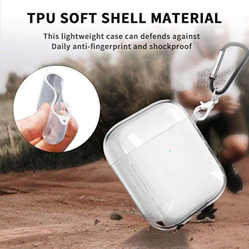 Image of PEFKO PSS121 AirPods Pro Soft Silicone Protective Case 3D Design Shockproof Case Cover with Anti-Lost Metal Keyring Compatible for Apple AirPods Pro (Transparent TPU CASE)