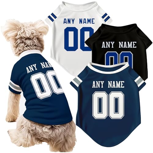 ANTKING Dallas Dog T-Shirt Jersey Style Pet Clothes Personalized Custom Name and Number Gifts
