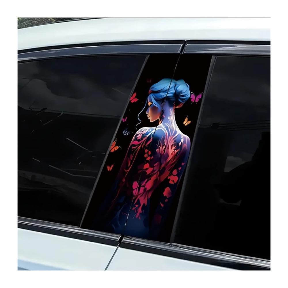 Decorative Items 2 Pieces of Car B-Pillar Stickers Woman's Back Smooth Material Protection Film with Anti-Scratch Properties