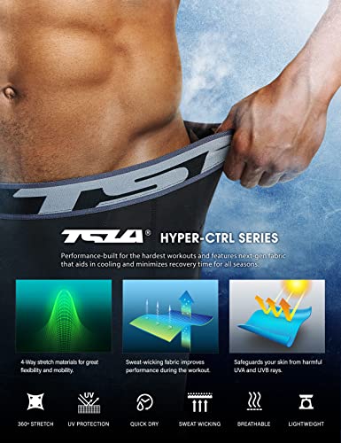Tsla Men's Athletic Compression Shorts, Sports Performance Active Cool Dry Running Tights, Pocket 3Pack Real Black/Black/Black, Large #TOP5