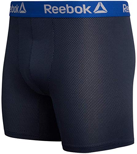 Reebok Men's Boxer Briefs – 3 Pack Performance Mens Underwear Boxer Briefs with Fly Pouch - Athletic Underwear for Men (S-XL), Size Large, Navy/Charcoal/Black 5