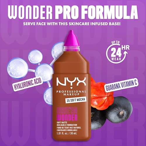 NYX PROFESSIONAL MAKEUP Make 'Em Wonder Liquid Foundation, 24HR Foundation Makeup With A Soft Matte Finish, Buildable Full Coverage - 35 Soft Mocha - image 4