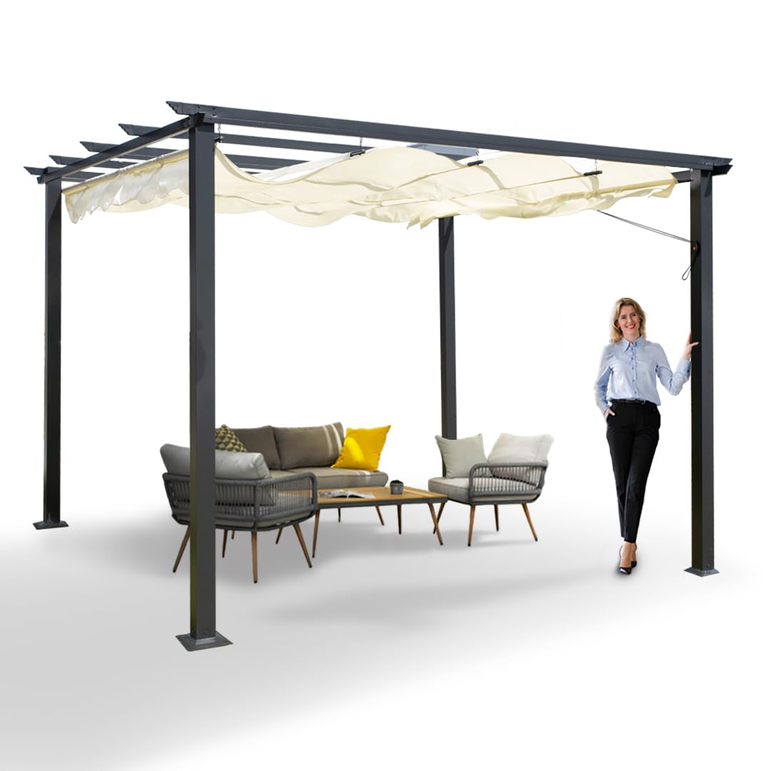 sonnensegel pavillon 3x3 Grindi - Wasserdicht Stabil Winterfest - Gartenpavillon - 3x3m - Terrassendach - Gazebo - Anbau Pavillon - Pergola Metall Color:Dot Variant problem Camping Valkanela Strand -