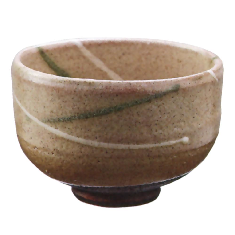 Shigaraki Ware Matcha Bowl Beige Flow Chawan 4.7in Handmade Ceramic Japan