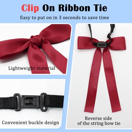 Image of Luckyvestir Western Bow Ties for Men Women, Black /Red Colonel Satin Ribbon String Bow Tie for Costume Uniform