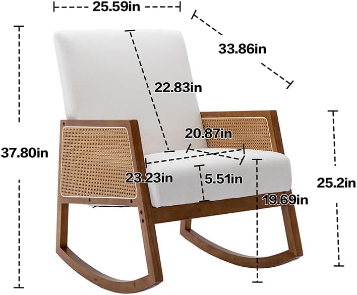 0717-B0CW1NQVYL Upholstered Glider Rocker, One Size, Beige as Shown