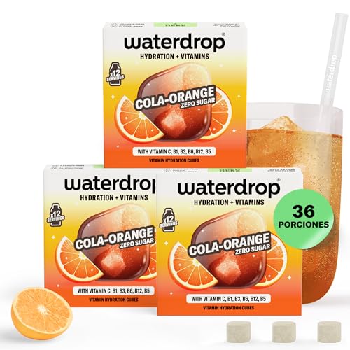 waterdrop® Microdrink Cola Naranja – 36 saborizantes para agua sin azúcar, mix de sabores tipo gaseosa y limonada, cero calorías, con vitaminas C y B, alternativa saludable a refrescos y bebidas