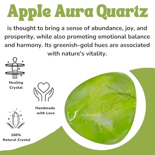 Image of Crystal Heaven Certified Apple Aura Quartz Healing Tumbled Stone,Natural Polished For Diy Crafts,Manifestation,Meditation,Pooja Feng Shui And Reiki Healing(30 Grams)
