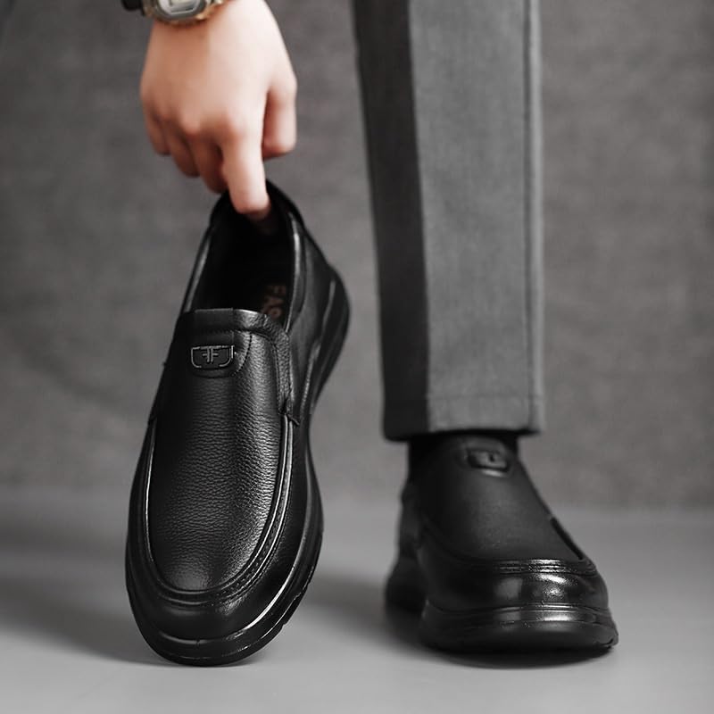 Men's Orthopedic Leather Dress Walking Shoes Leather Casual Slip on Loafers Breathable Oxford Dress Sneakers Men Slip Resistant Work3