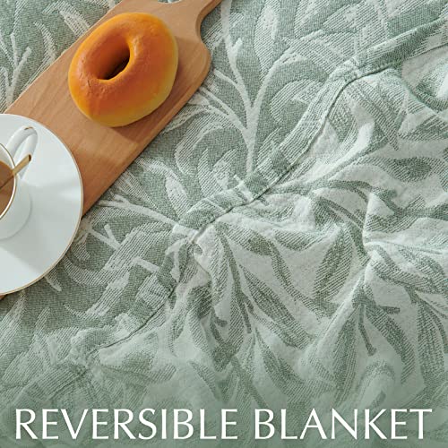 Jinchan Green Throw Blanket For Couch Leaf Throw Blanket Cozy Cotton Blanket Spring Blanket Twin Size Breathable Bed Decor 3 Layer Coverlet Soft Blanket Baby Kids Gift 60X80 Inch #TOP3