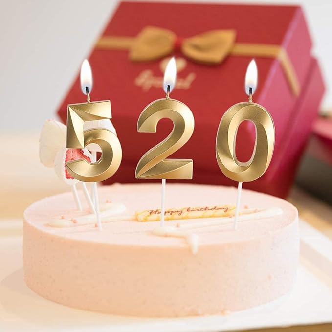 Image of ToyUniverse Number 5 Metallic 3D Gold Candle for Fifth Birthday, Anniversary, Surprise Party Cake Decoration (Pack of 1)