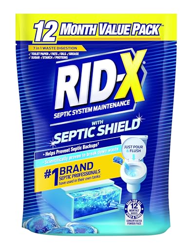 RID-X Septic Tank Treatment Pods – 12 Month Supply, Dual Action Enzymes to Break Down Waste & Stop Backups