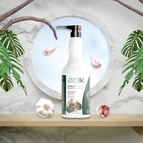 Zenix Garlic Hair Care Shampoo 1000ml | Haar-Shampoo mit Knoblauch Extract | Intensiv reparierende Haarkur | Salzfreies Haarpflege Frauen & Männer strapaziertes-Haar | Sarimsak Sampuan