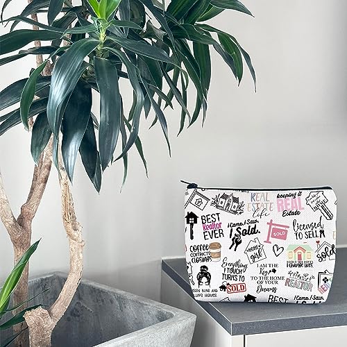 WCGXKO Novelty Realtor Gift Realtor Sayings Real Estate Life Quotes Canvas Makeup Bag (realtor)3