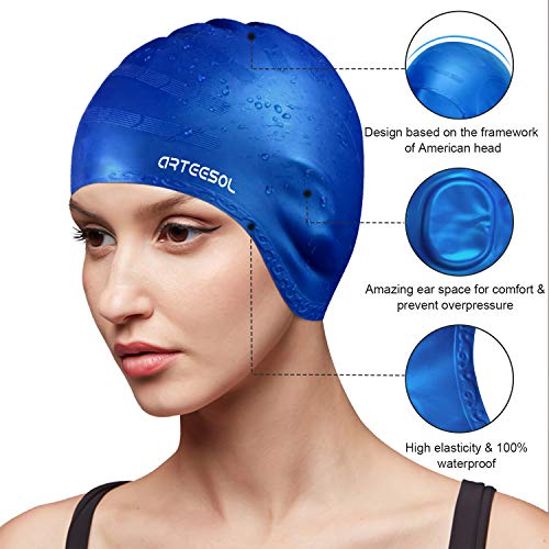 Swimming Cap, Silicone Swim Cap For Women Men, Durable Non-Slip Waterproof Swim Cap Protect Ears, Long Hair For Adults, Older Kids #TOP1