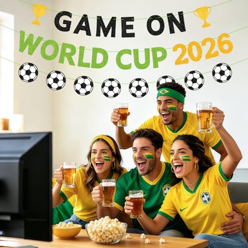 World Cup 2026 Banner, Game On Soccer Party Decorations, Soccer World Cup Banner 2026 for Watch Party, Sports Birthday Celebration Supplies by Sereliy - Used condition - Image 7
