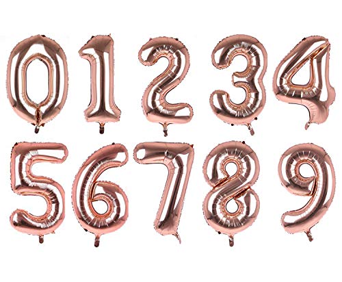 Image of AMFIN 0 Number Foil Balloon - Rose Gold