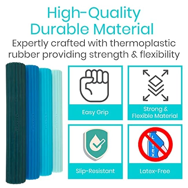 Vive Flex Therapy Bar for Tennis Elbow Relief (4 Pack) - Physical Therapy Aid to Improve Tendonitis & Grip Strength - Resistance for Golfers, Hand, Epicondylitis - Strengthens Wrists & Forearm