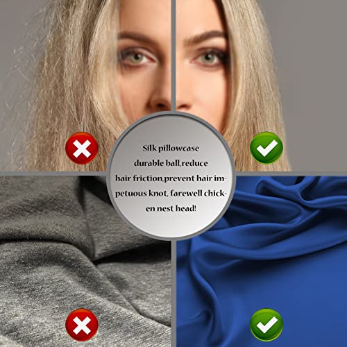 Natural Mulberry Silk Pillowcase for Hair and Skin Queen Size 20"X30" Silk Pillow Case with Hidden Zipper Soft Breathable Smooth Cooling Silk Pillow Covers for Sleeping(Royal Blue,Queen,1Pcs)