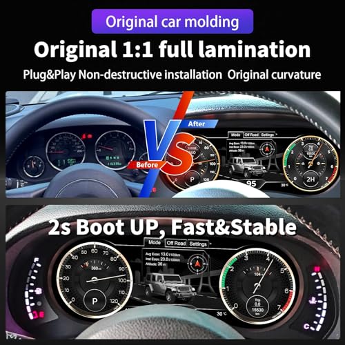 Image of Digital Instrument Cluster Display for Jeep Wrangler JK 2011-2017 | 12.3 inch HD Screen 1920*720, 2S Fast Boot, Plug&Play, Non-Destructive Install, OTA Upgrade, 6 Mode 4 Color, Speedometer Upgrade