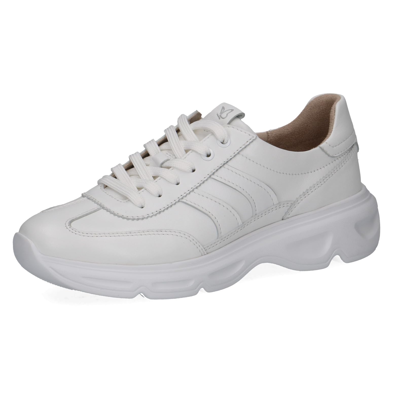 CAPRICE Women's Leather Sneakers, White (White Nappa), 6.5 UK