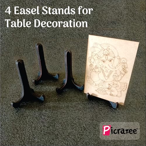 Image of PICRAZEE DIY Art & Craft Wooden Painting Kit for Kids | 4 Premaked Ganesha MDF Board Painting Set with 6 Colors, 2 Brushes, Palette and Stands | Drawing & Coloring Activity Set for Home, and Gifting