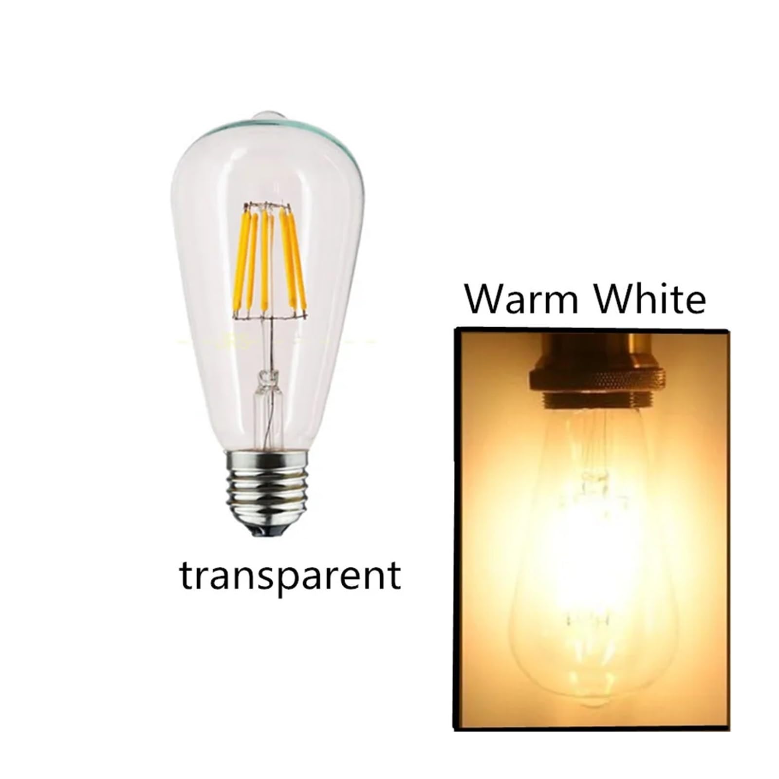 6 sztuk LED ST64 2W 4W 6W 8W DC 220V 110V możliwość przyciemniania złota żarówka z żarnikiem E27 B22 światło Vintage lampa edisona retro złoty wygląd szkła (Size : Warm white, Material : YES_8W 220V