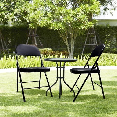 Dining Folding Chairs,4 Pack Foldable Chair with Vinyl Padded Seat,Metal Frame,Folding Black Chairs for Outdoor & Indoor Office Party Dining Meetings Wedding Events-Black. image 7