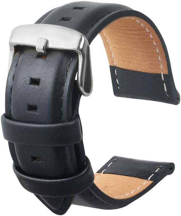 omyzam Leather Strap Waterproof Calfskin Super Soft Strap Replacement And Spring Bar Repair Tool, Men's Leather Replacement Strap Accessory Gift