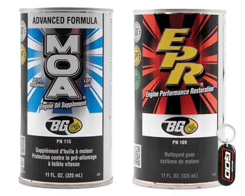 BG MOA 115 & EPR 109 Engine Restoration & Motor Oil Lubrication Additive With Motor God Key Chain