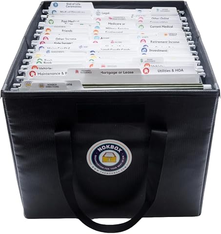 Nokbox Fireproof & Water-Resistant Document Organizer Box with 15 Color-Coded Fo