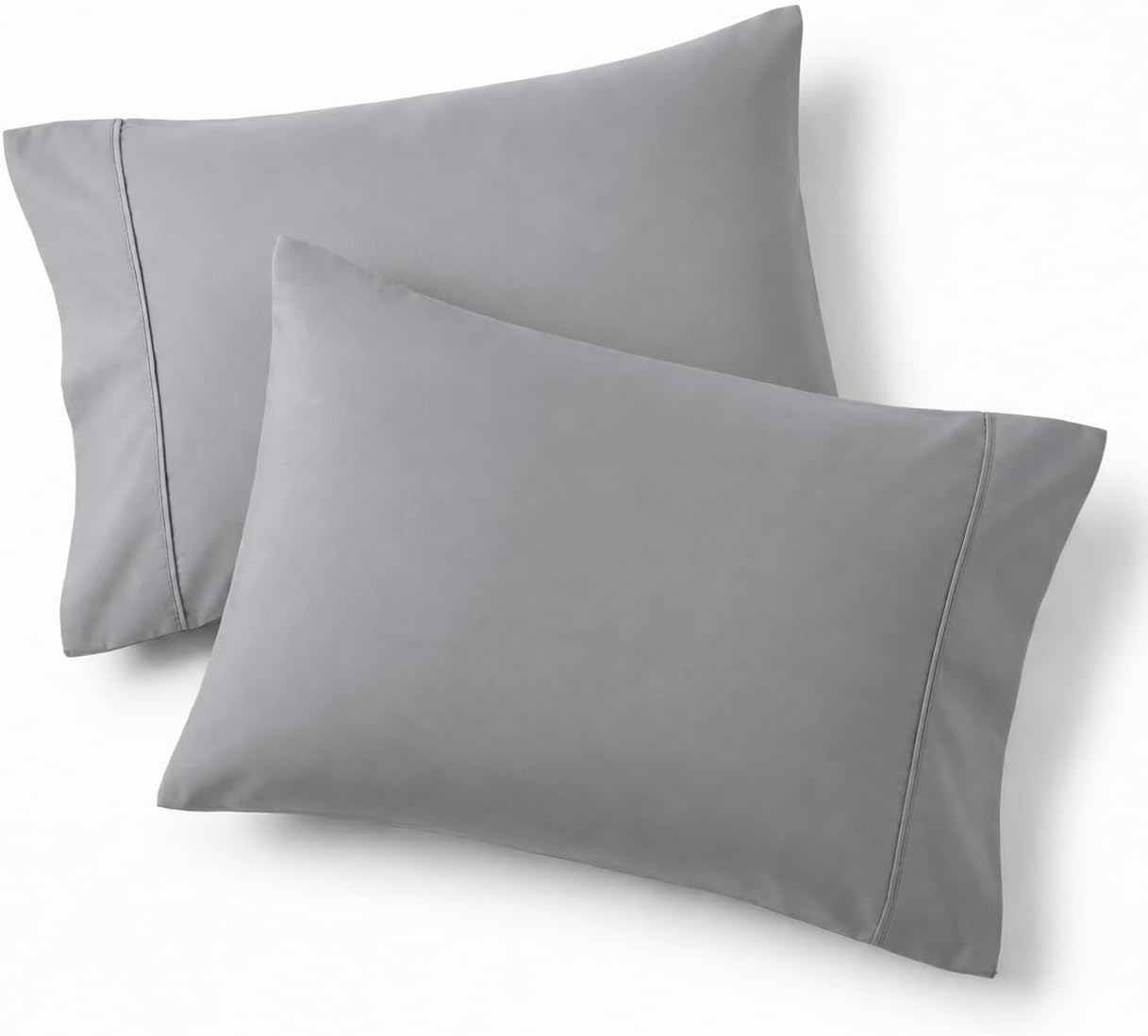 Bedsure King Size Pillow Cases Set of 2 - Silver Grey Brushed Microfiber Pillowcases 2 Pack, Super Soft Pillow Case Cover with Envelope Closure for Kids, Wrinkle, Fade Resistant, 20x36 Inches