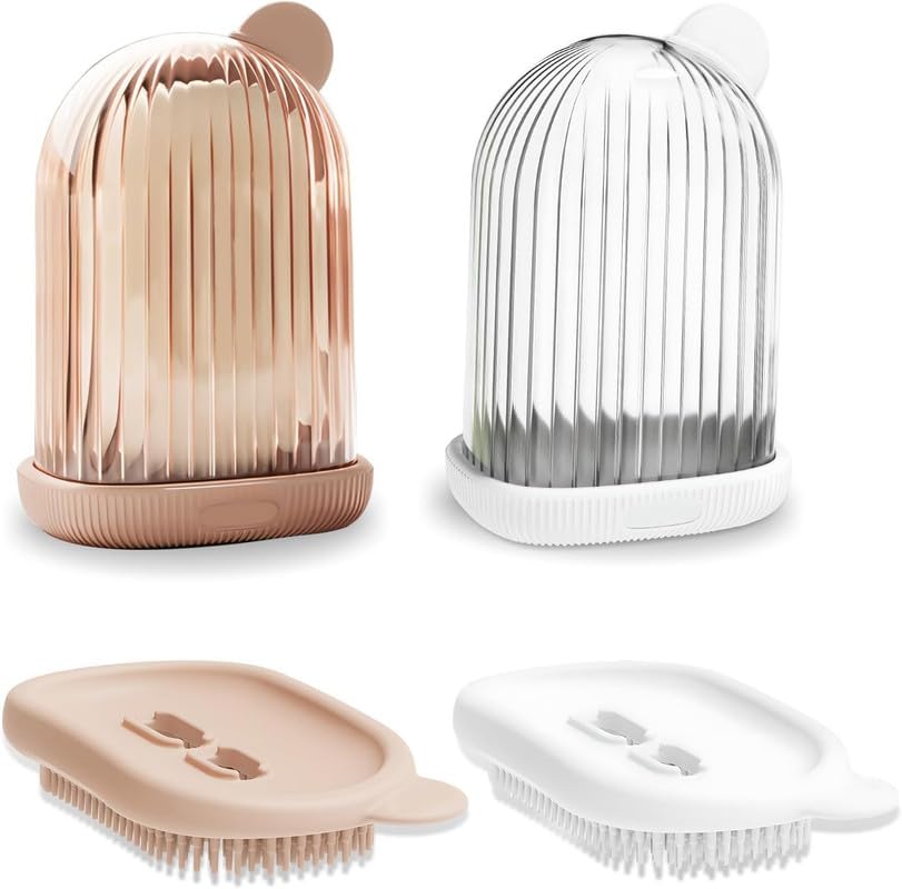 Image of Anshri Pack of 2 Travel Soap Holder Portable Soap Dish for Home Compact and Durable Plastic Travel Soap Box - Soap Case Ideal for Travel Accessories With Brush