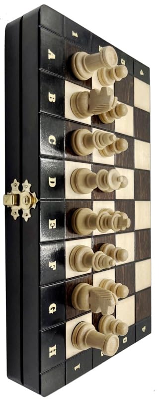 Gra w Szachy – Szachy Magnetyczne Czerń – składana szachownica | 27 x 27 cm | z drewna i 32 figurki szachowe – Chess Set