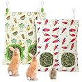 UPINS 2 Pack Guinea Pig Hay Feeder,Rabbit Hay Bag Hanging Hay Holder for Guinea Pig Cage Hay Feeder for Bunny Rabbits Chinchillas Hamsters Small Pets and Animals
