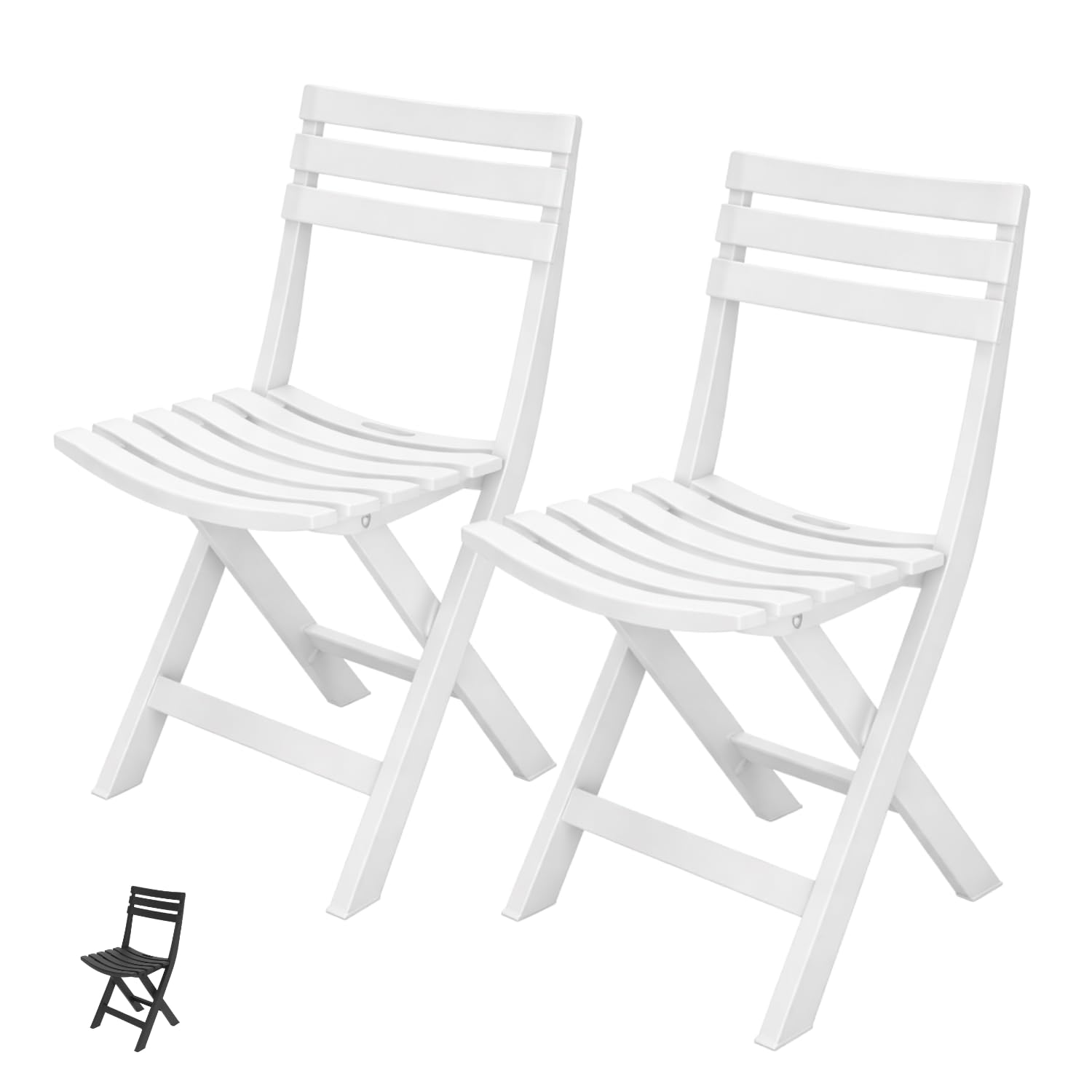 PALUPLUS Set 2 Sedie da Giardino Pieghevoli in Polipropilene, misura 41x44x78 cm, Sedia Richiudibile Senza Braccioli per Esterno ed Interno, Made in Italy -BIRK2739 (Bianco)