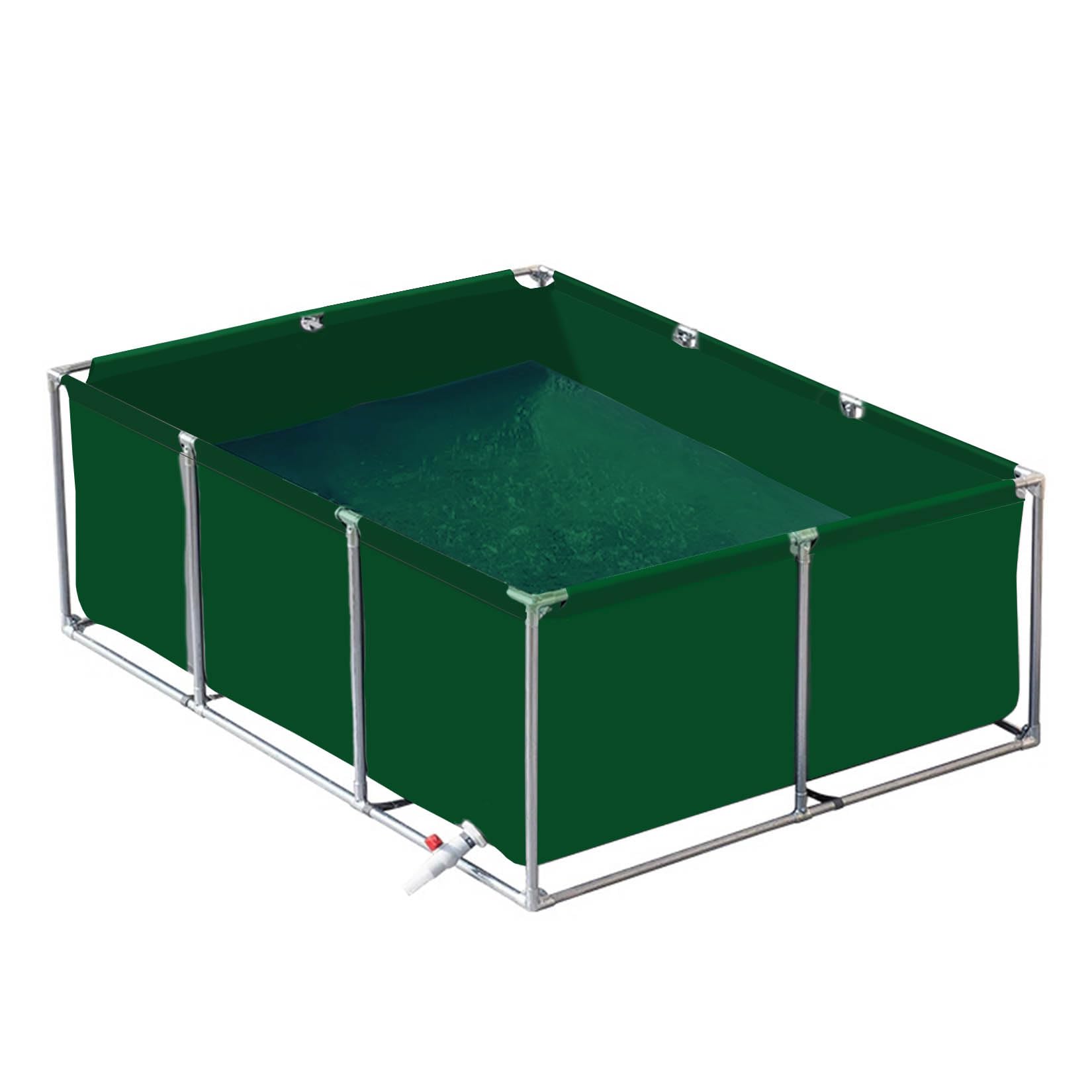 uofgcru Large Above Ground Ponds for Fish, Aquarium Pool, PVC Canvas Liners with Steel Frame, Holding Tank For Breeding Koi, Easy to Set Up(Green-1×1×0.5m)