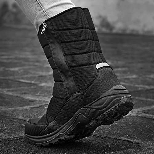 SILENTCARE Mens Winter Mid-Calf Snow Boot Fur Warm Waterproof Slip On Outdoor Athletic3