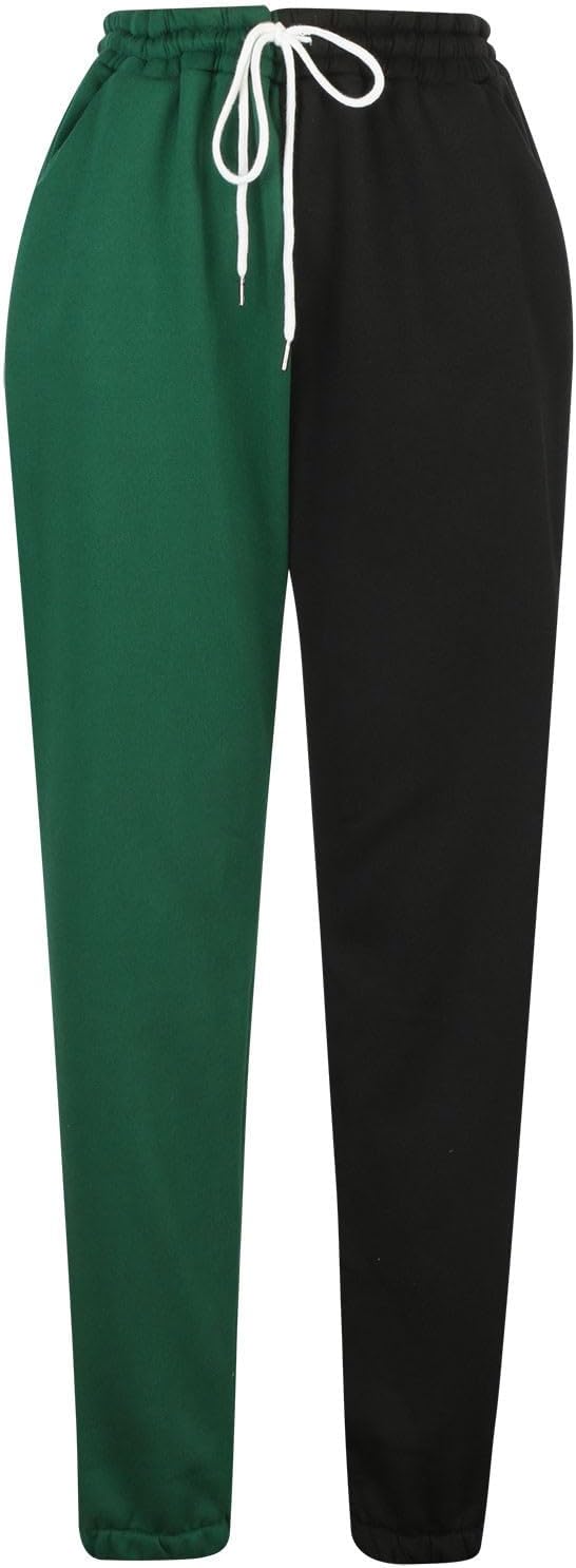 HGps8w 2 Pack Color Block Sweatpants for Women Drawstring Patchwork Casual Joggers Lounge Pants with Pockets