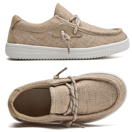 DADAWEN Boys Girls Slip-On Casual Boat Shoes School Dress Shoes Comfortable Lightweight Lace Up Loafers (Toddler/Little Kid/Big Kid)3