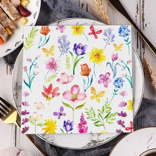 GROVBLE Tulip Flower Napkins, 40 Pieces, Coloured Paper Napkins, Weddings, Christenings, Communions - Image 2