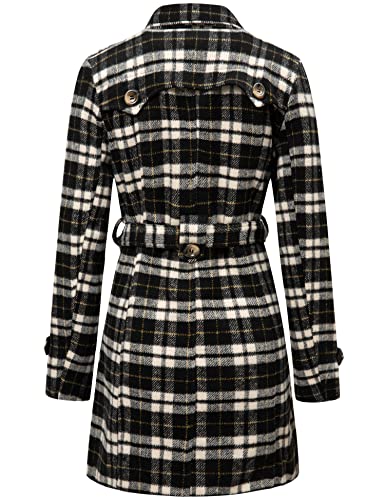 wantdo Women's Double Breasted Pea Coat Winter Mid-Long Trench Coat with Belt2